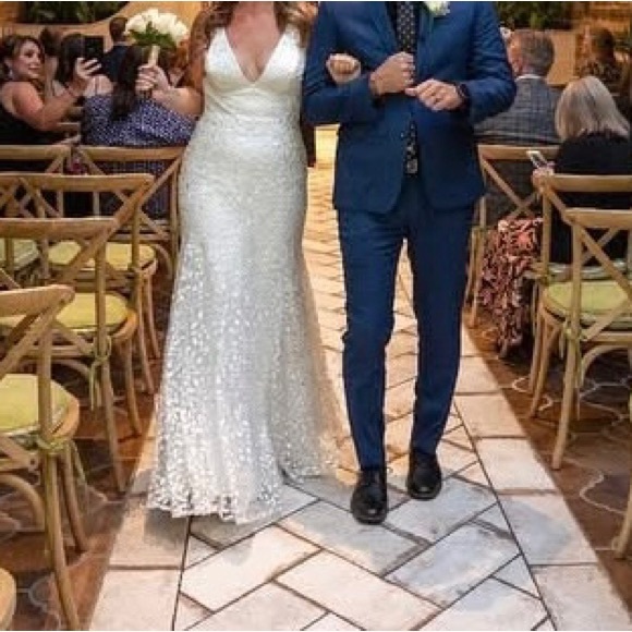 Jenny Yoo Lilith low cut low back whimsical wedding gown dress in ivory - Picture 15 of 15